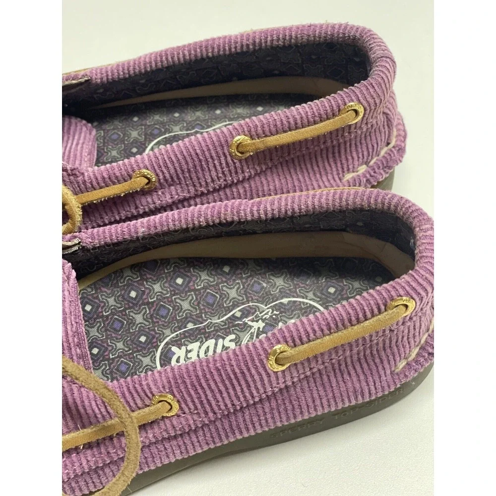 Sperry Top‎ Sider Size 5.5 Purple Brown Corduroy Boat Shoe